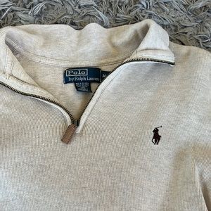 Ralph Lauren quarter zip - cream w brown horse - M